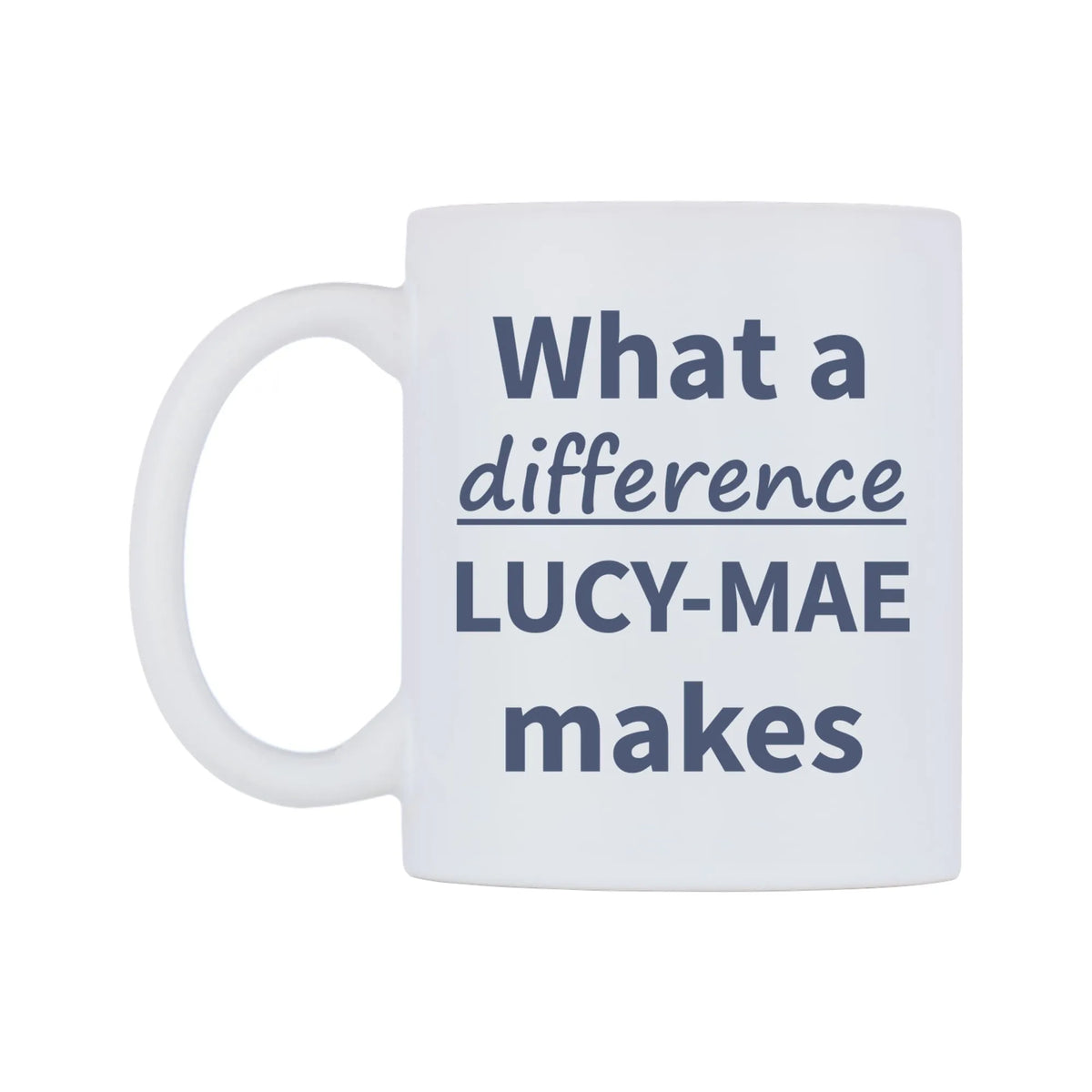 What a difference LUCY-MAE makes Mug — mug, right side, on a white background