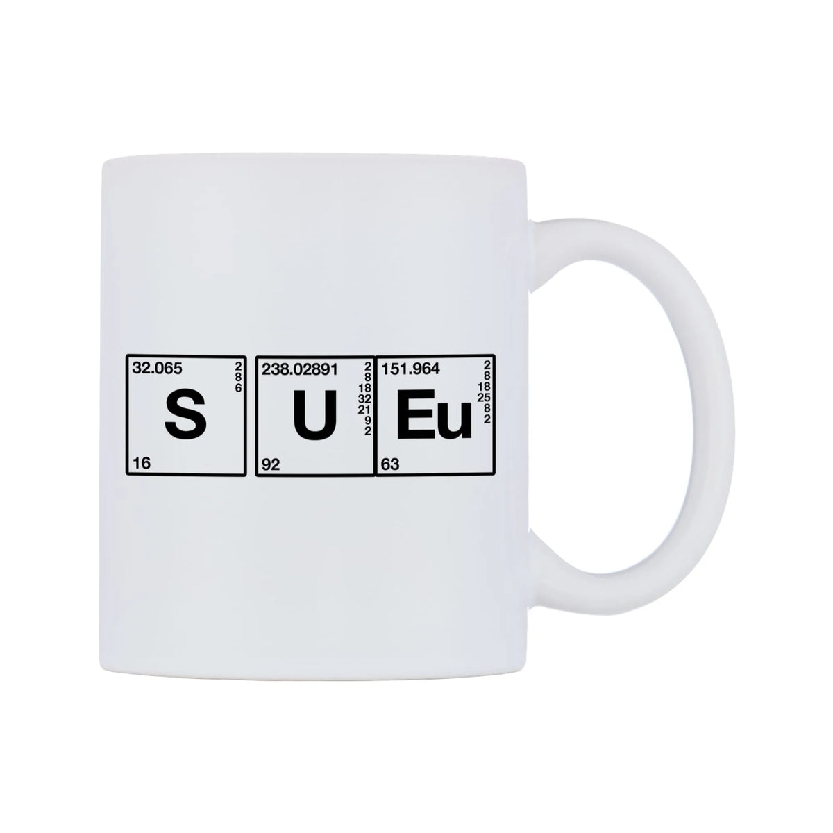 Sue - Chemistry Themed Mug — mug, left side, on a white background