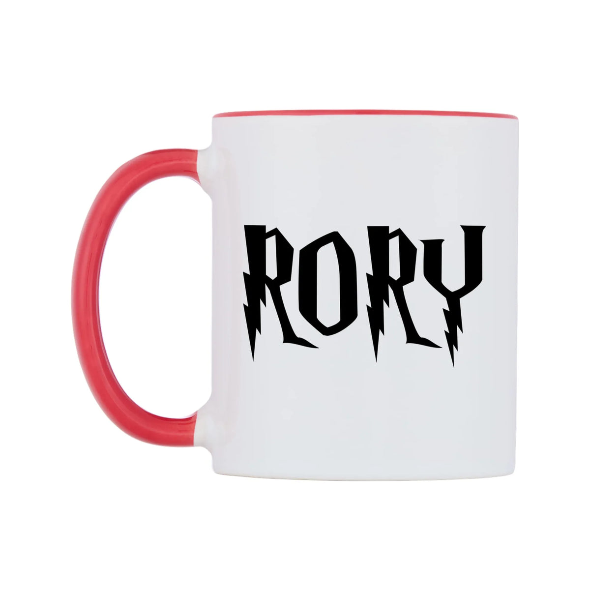 Rory - Wizard Themed Mug — white 11oz gloss mug with a red inside and handle, right side, on a white background