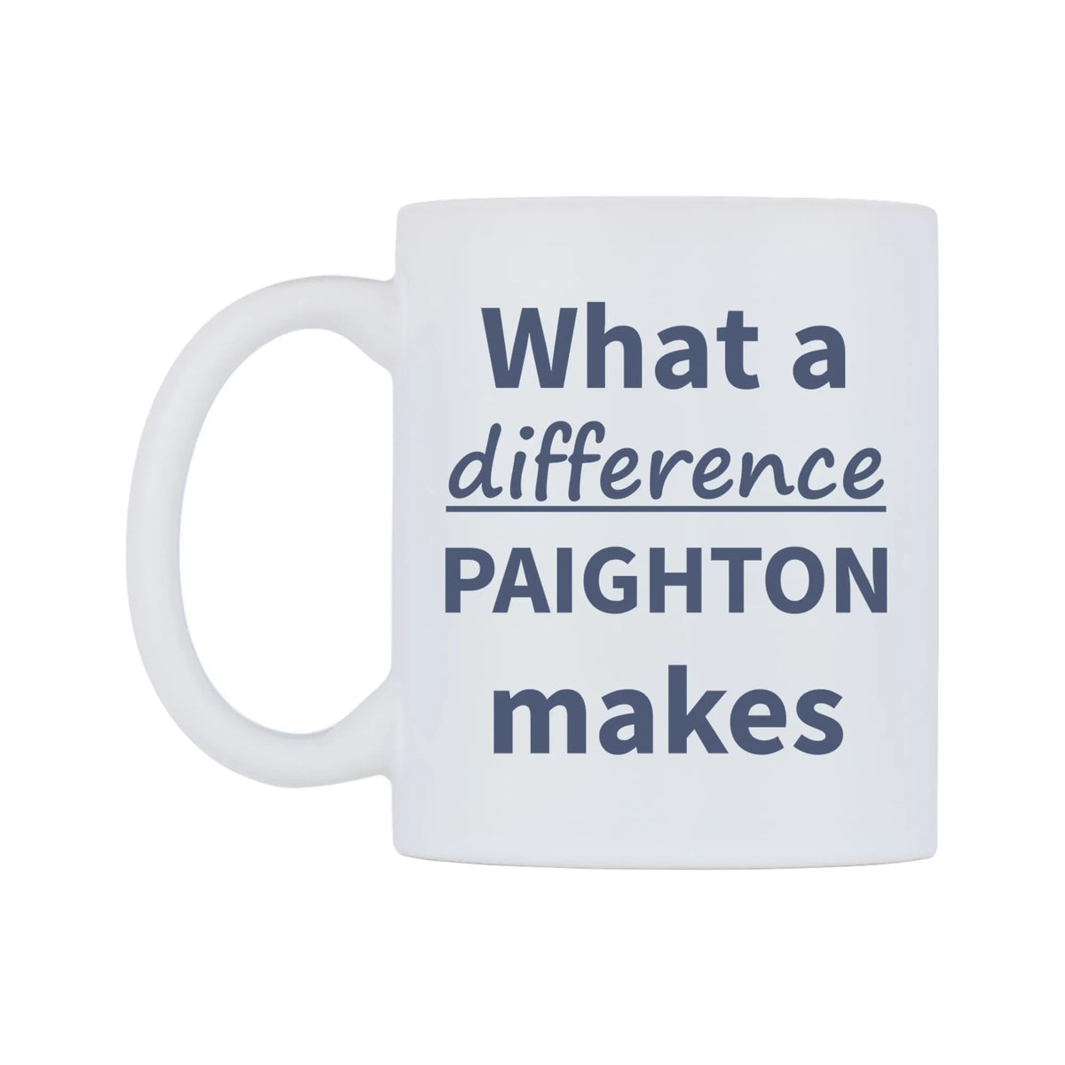What a difference PAIGHTON makes Mug — mug, right side, on a white background