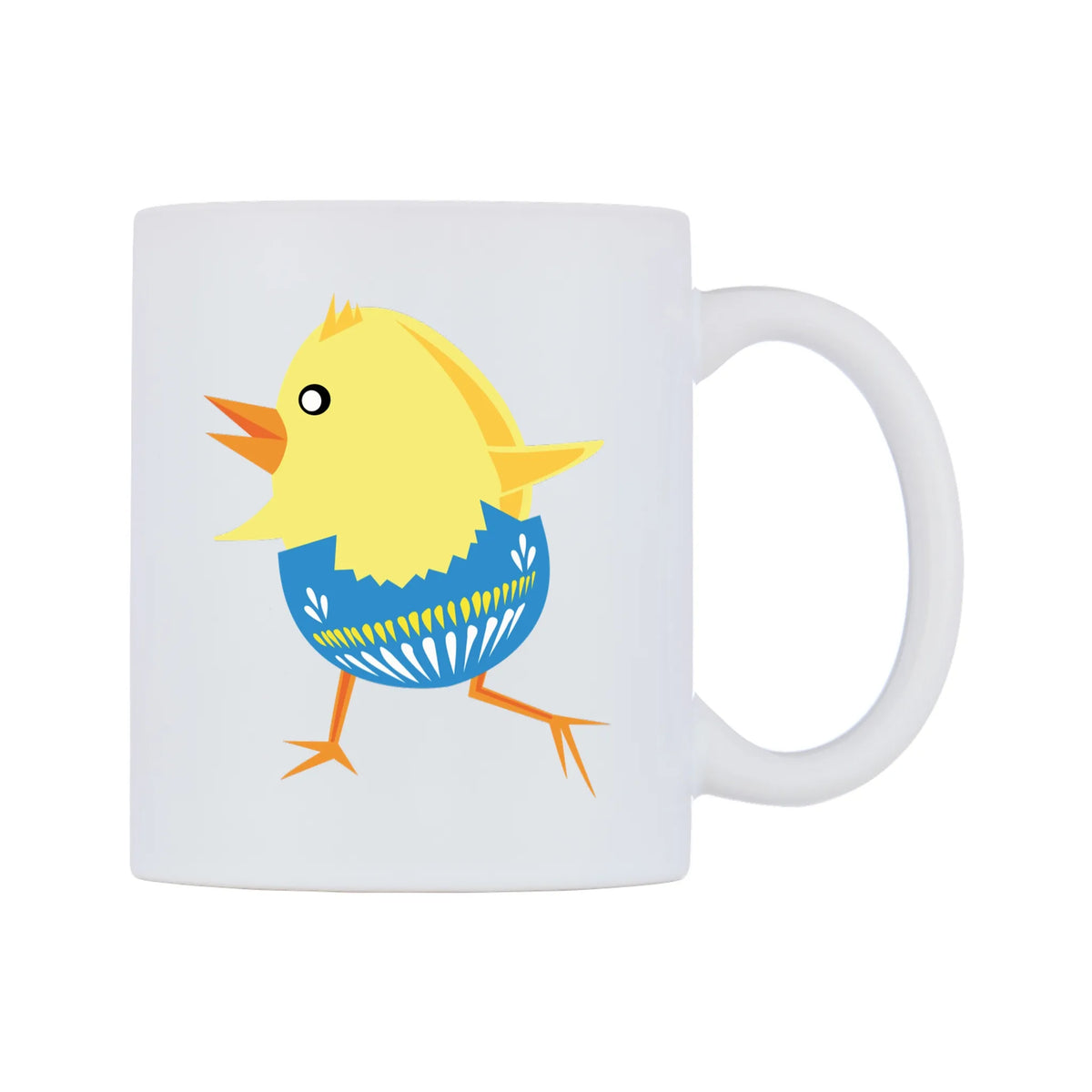 Smooth Walkin Easter Chick Mug — white 11oz gloss mug, left side, on a white background