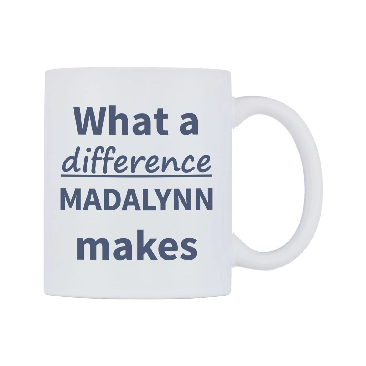 What a difference MADALYNN makes Mug — mug, left side, on a white background