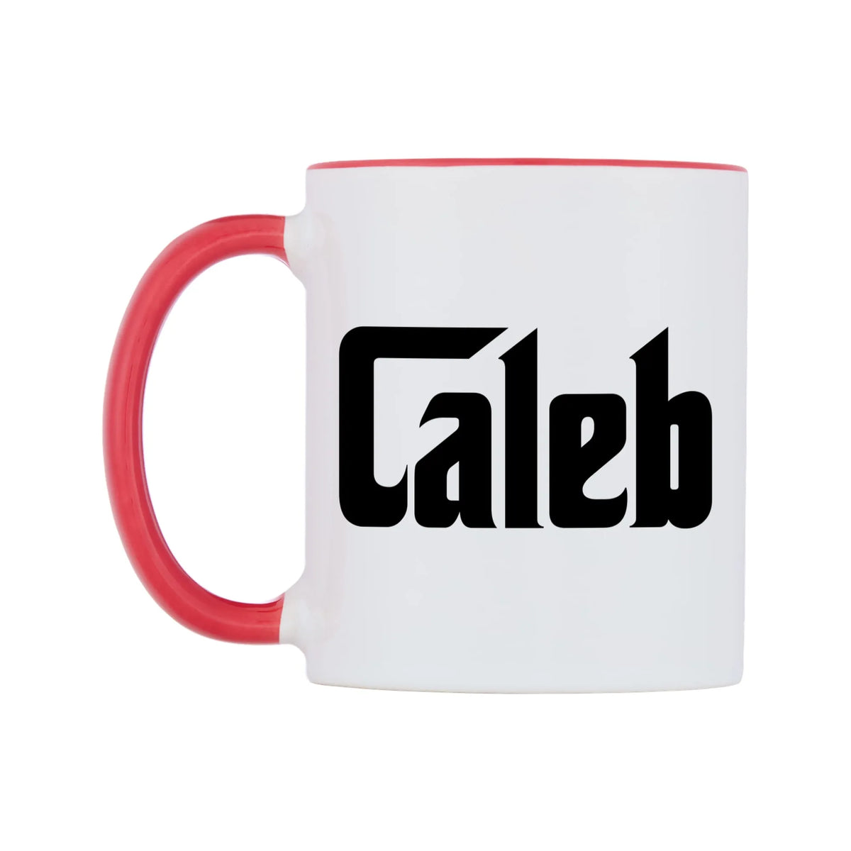 Caleb - Godfather Themed Mug — white 11oz gloss mug with a red inside and handle, right side, on a white background