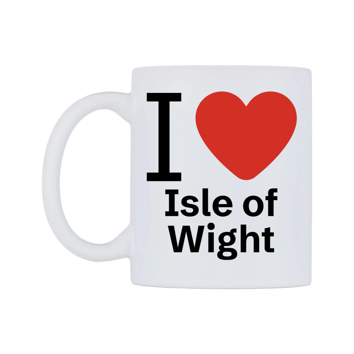 I Love Isle of Wight Mug — white 11oz gloss mug, right side, on a white background