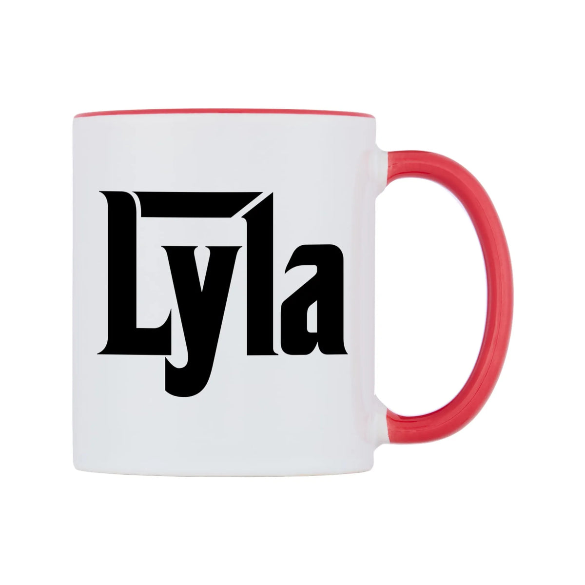 Lyla - Godfather Themed Mug — white 11oz gloss mug with a red inside and handle, left side, on a white background