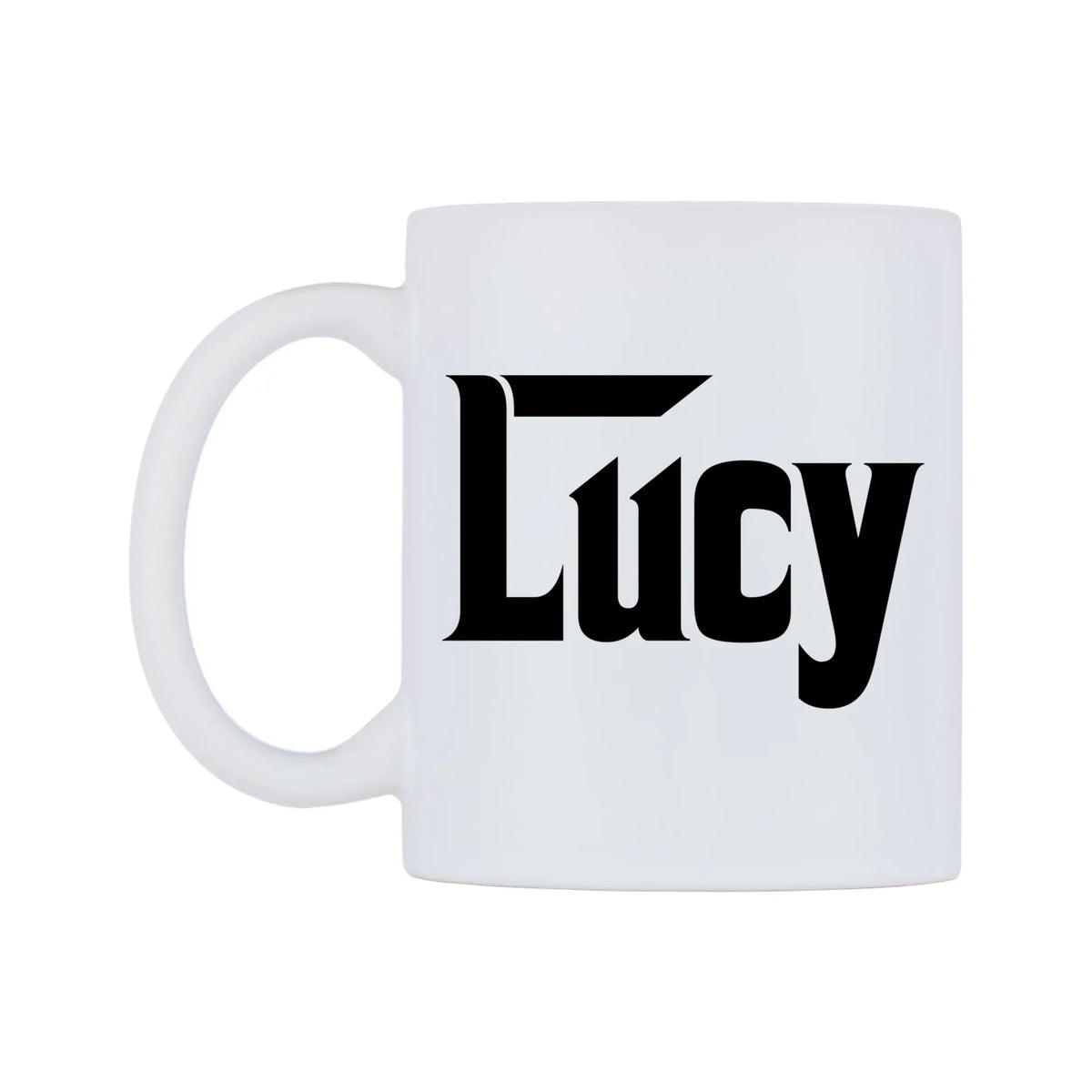 Lucy - Godfather Themed Mug — white 11oz gloss mug, right side, on a white background