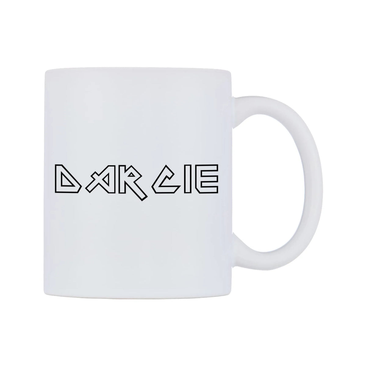 Darcie - Iron Maiden Themed Mug — white 11oz gloss mug, left side, on a white background