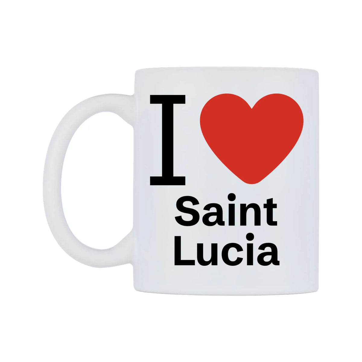 I Love Saint Lucia Mug — mug, right side, on a white background