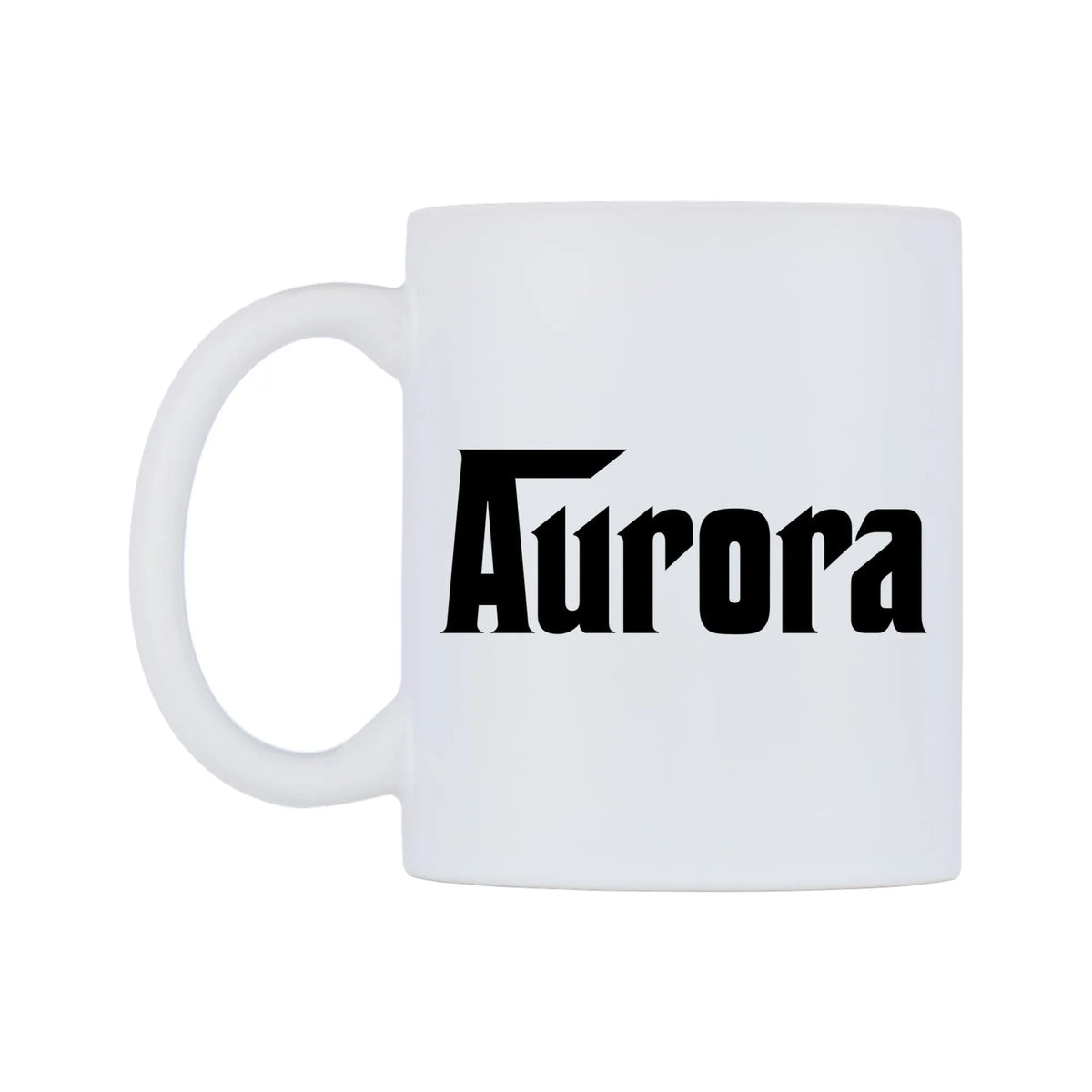 Aurora - Godfather Themed Mug — white 11oz gloss mug, right side, on a white background