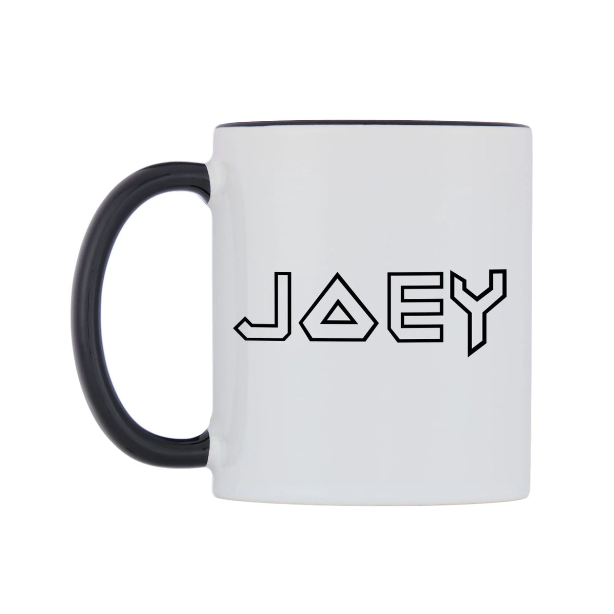 Joey - Iron Maiden Themed Mug — white 11oz gloss mug with a black inside and handle, right side, on a white background
