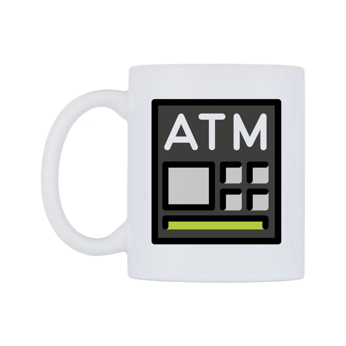 Atm Sign Emoji Mug — mug, right side, on a white background
