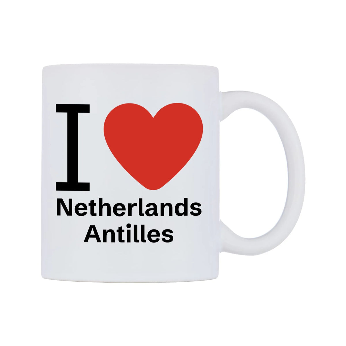 I Love Netherlands Antilles Mug — mug, left side, on a white background