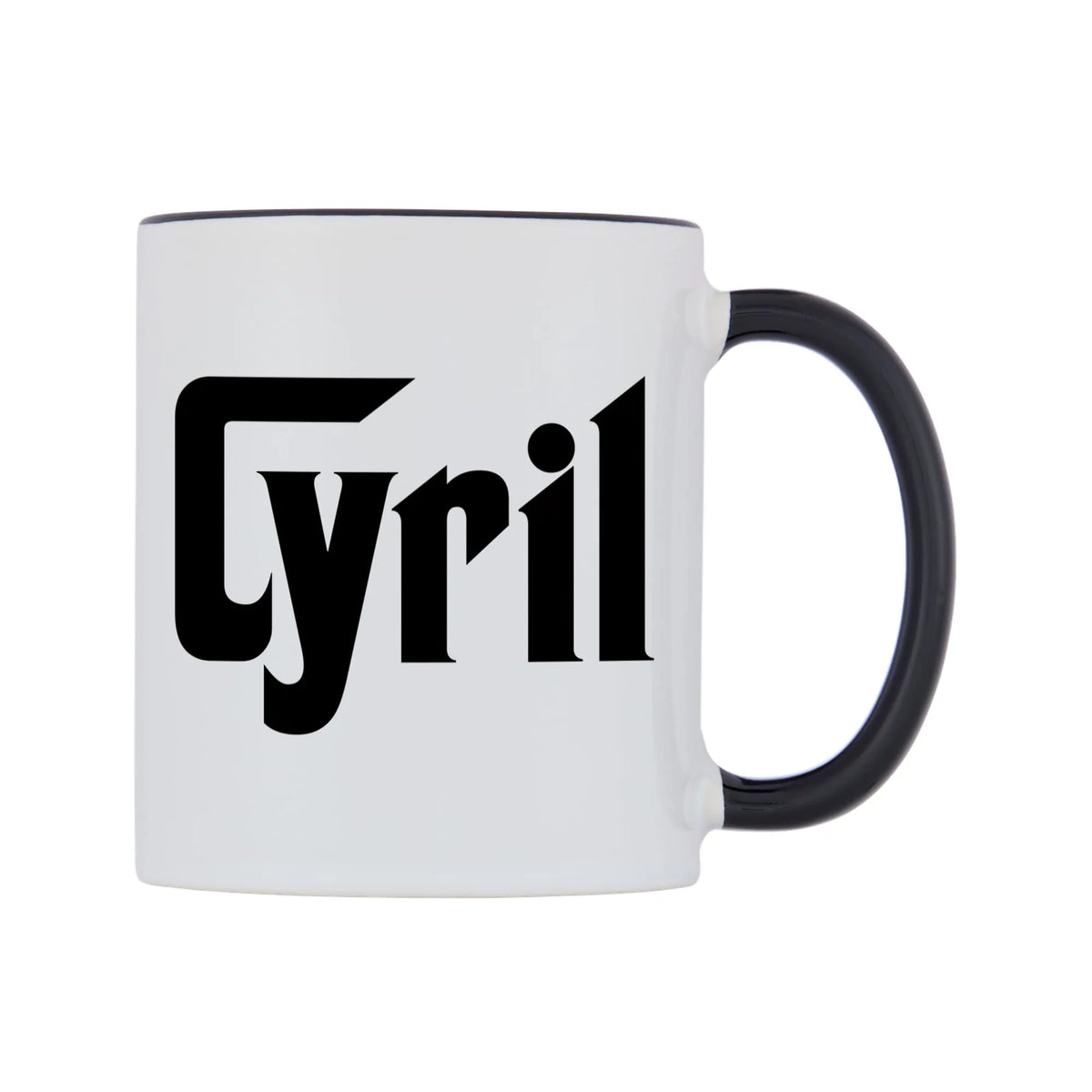 Cyril - Godfather Themed Mug — white 11oz gloss mug with a black inside and handle, left side, on a white background