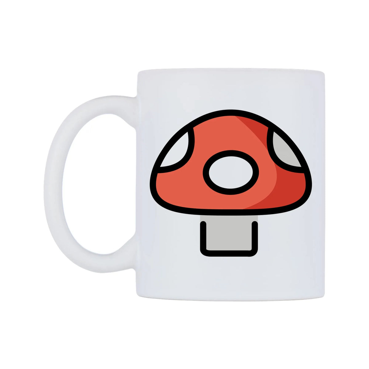 Mushroom Emoji Mug — mug, right side, on a white background