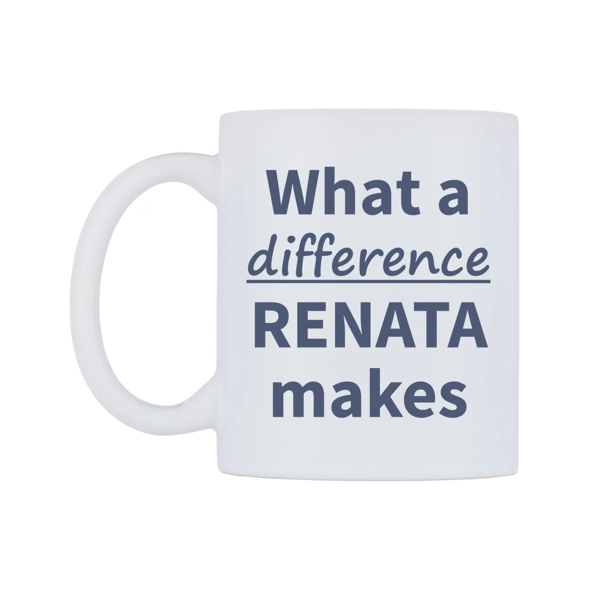 What a difference RENATA makes Mug — mug, right side, on a white background