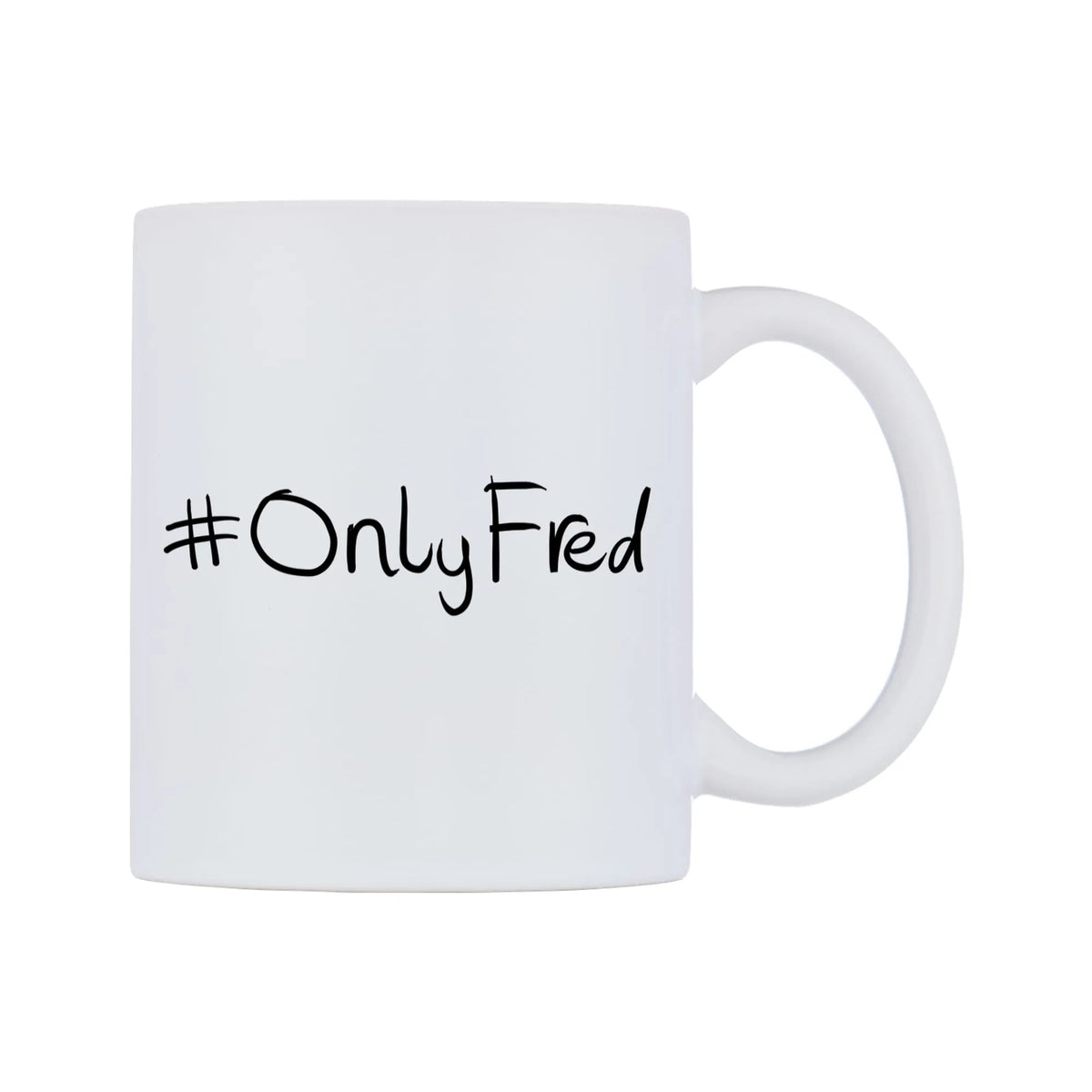OnlyFred Mug — mug, left side, on a white background