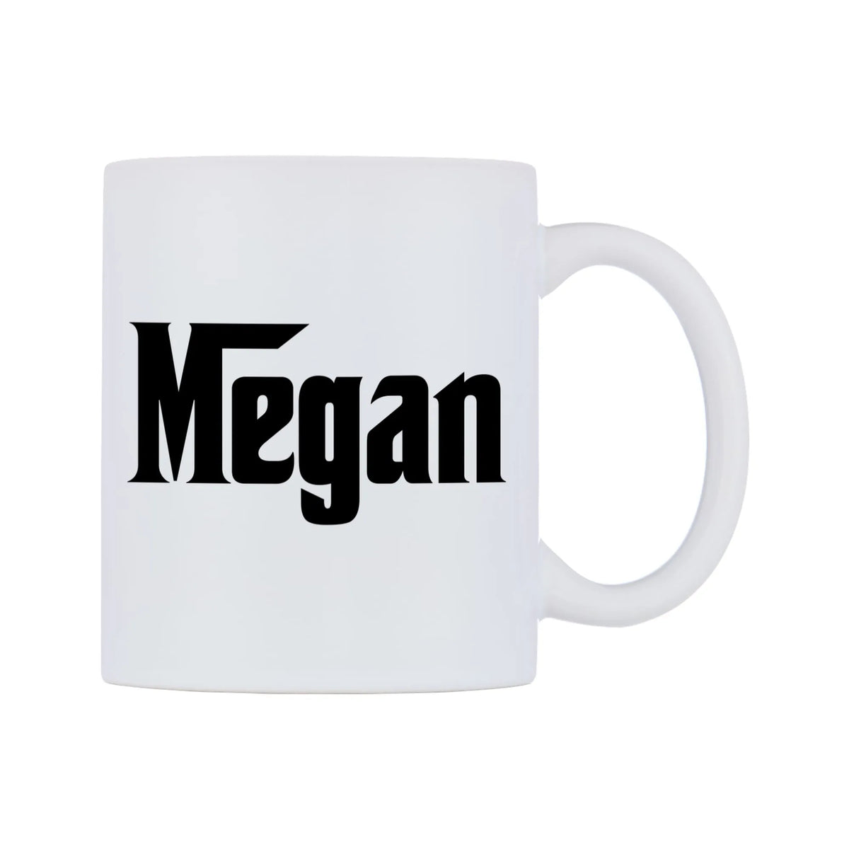 Megan - Godfather Themed Mug — white 11oz gloss mug, left side, on a white background