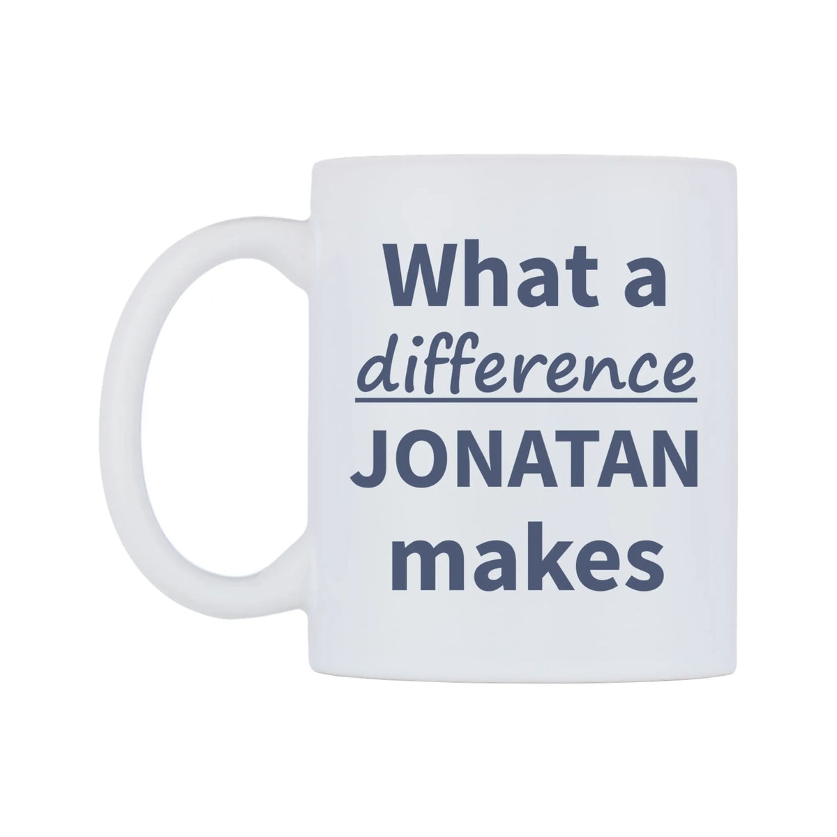 What a difference JONATAN makes Mug — mug, right side, on a white background