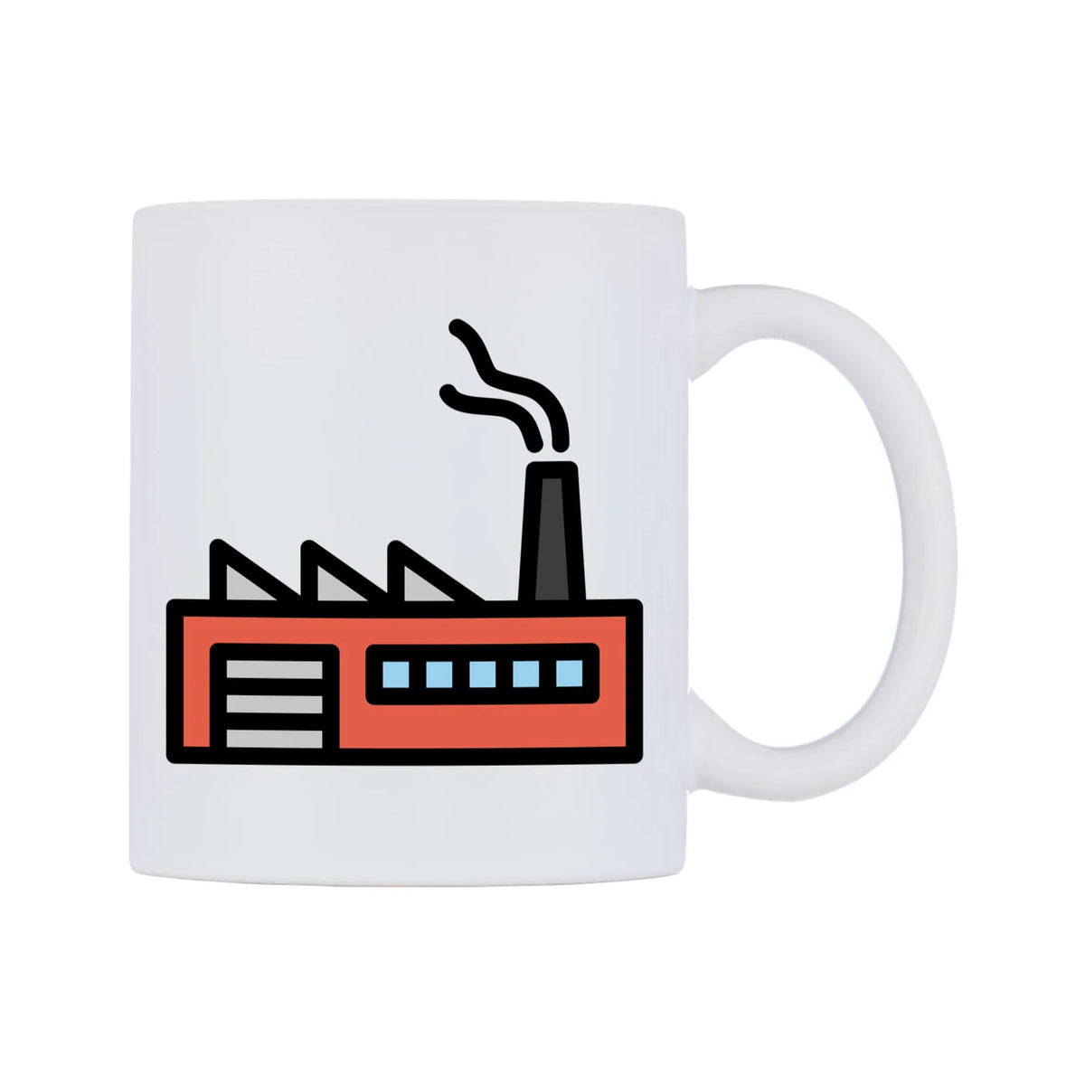 Factory Emoji Mug — mug, left side, on a white background