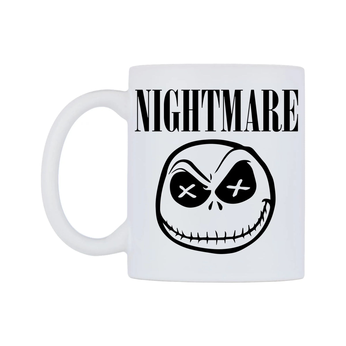 Nightmare Mug — white 11oz gloss mug, right side, on a white background