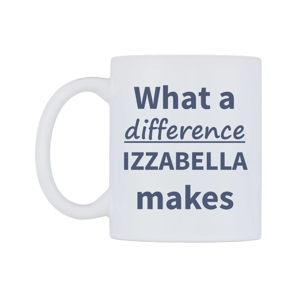 What a difference IZZABELLA makes Mug — mug, right side, on a white background