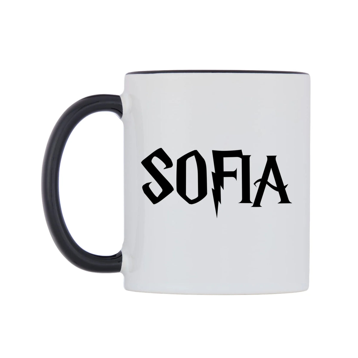 Sofia - Wizard Themed Mug — white 11oz gloss mug with a black inside and handle, right side, on a white background