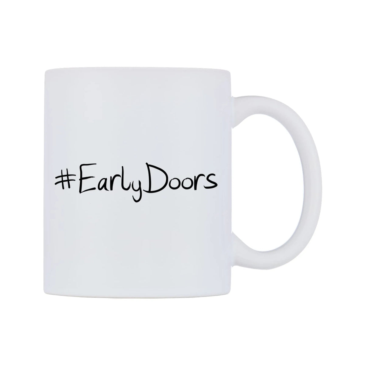 EarlyDoors Mug — mug, left side, on a white background