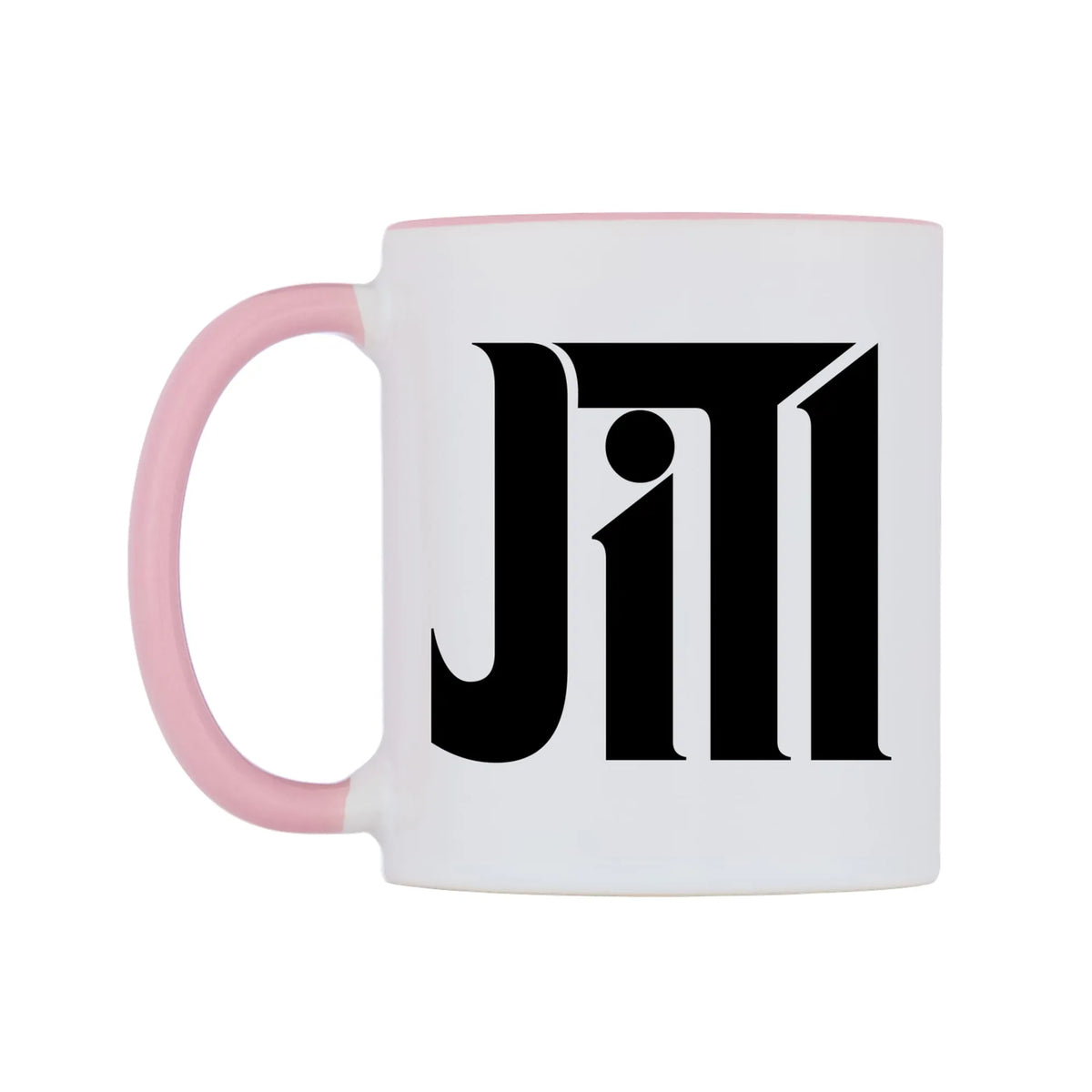 Jill - Godfather Themed Mug — white 11oz gloss mug with a pink inside and handle, right side, on a white background