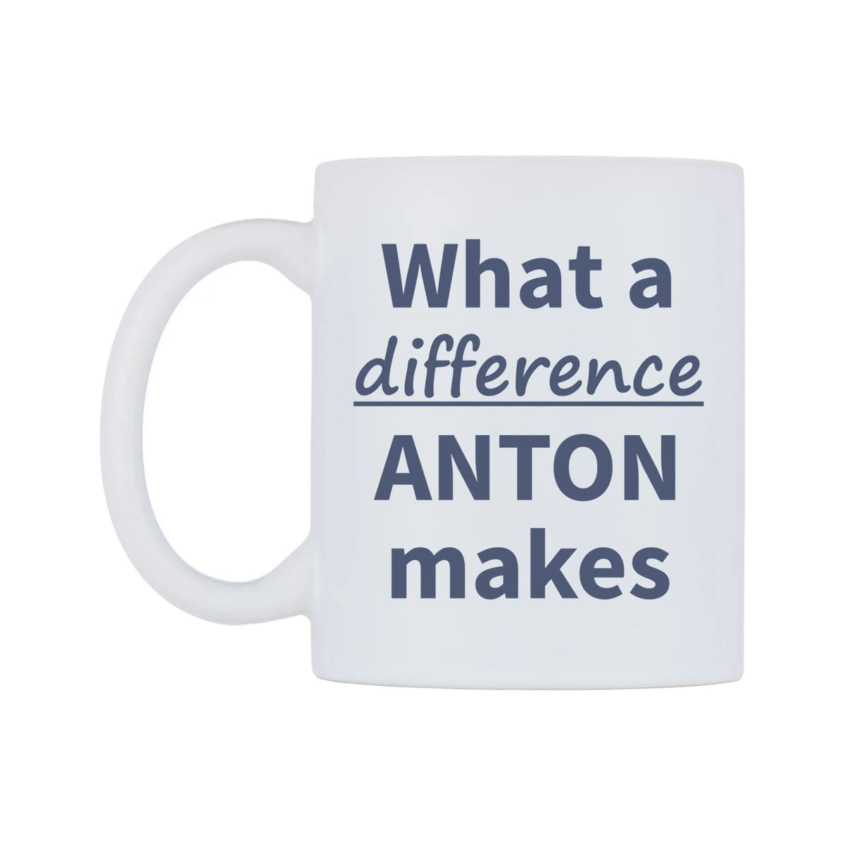 What a difference ANTON makes Mug — mug, right side, on a white background