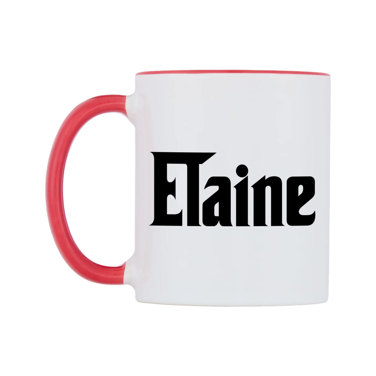 Elaine - Godfather Themed Mug — white 11oz gloss mug with a red inside and handle, right side, on a white background