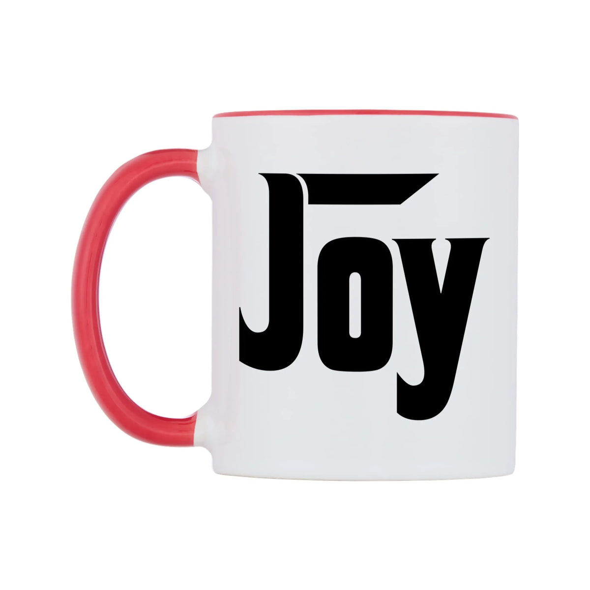 Joy - Godfather Themed Mug — white 11oz gloss mug with a red inside and handle, right side, on a white background