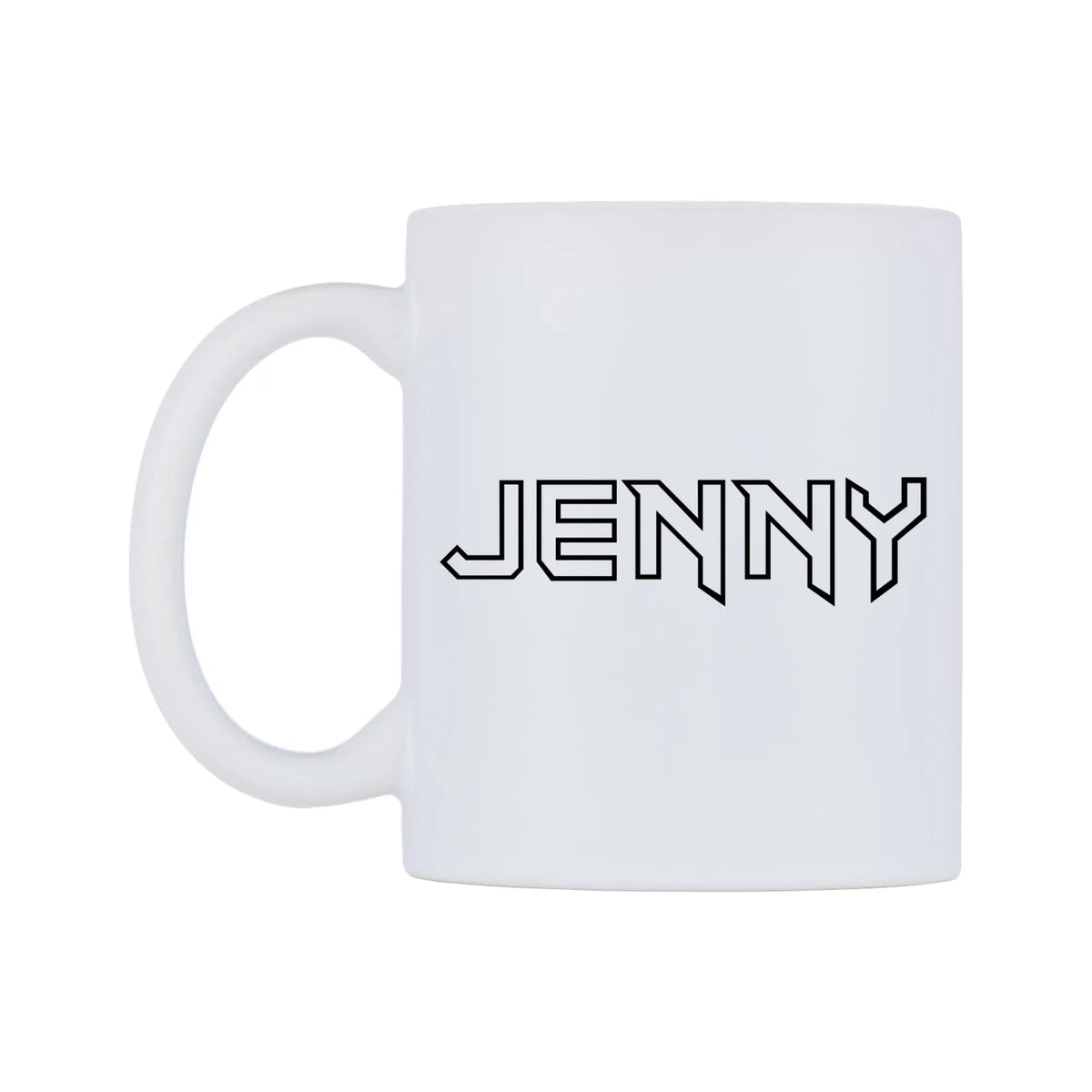 Jenny - Iron Maiden Themed Mug — white 11oz gloss mug, right side, on a white background