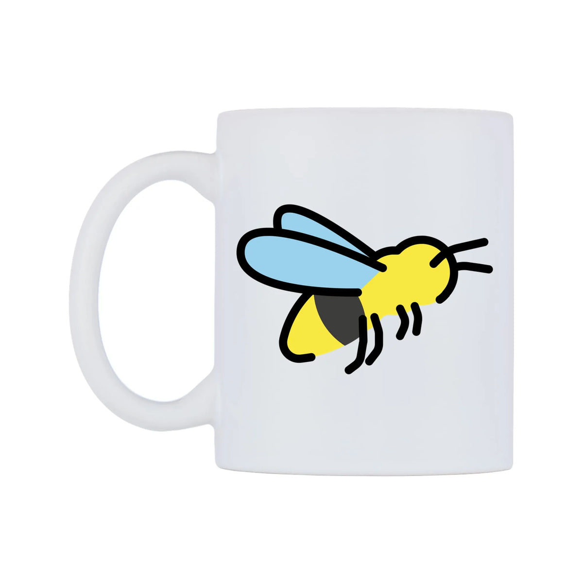 Honeybee Emoji Mug — mug, right side, on a white background