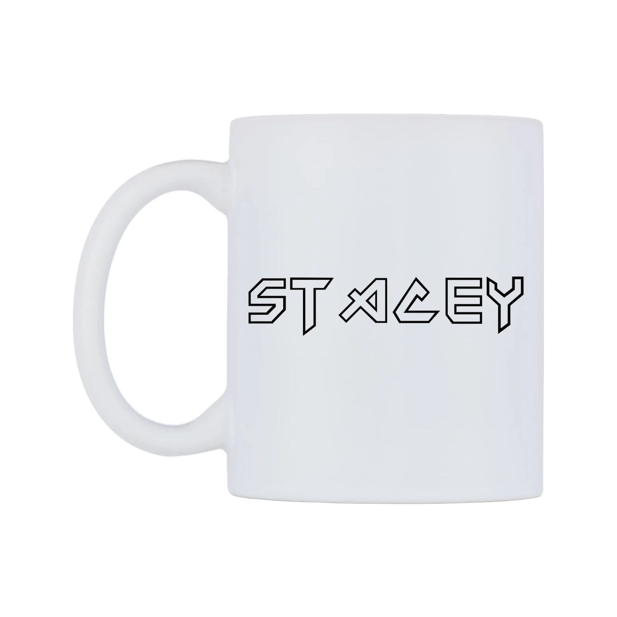 Stacey - Iron Maiden Themed Mug — white 11oz gloss mug, right side, on a white background