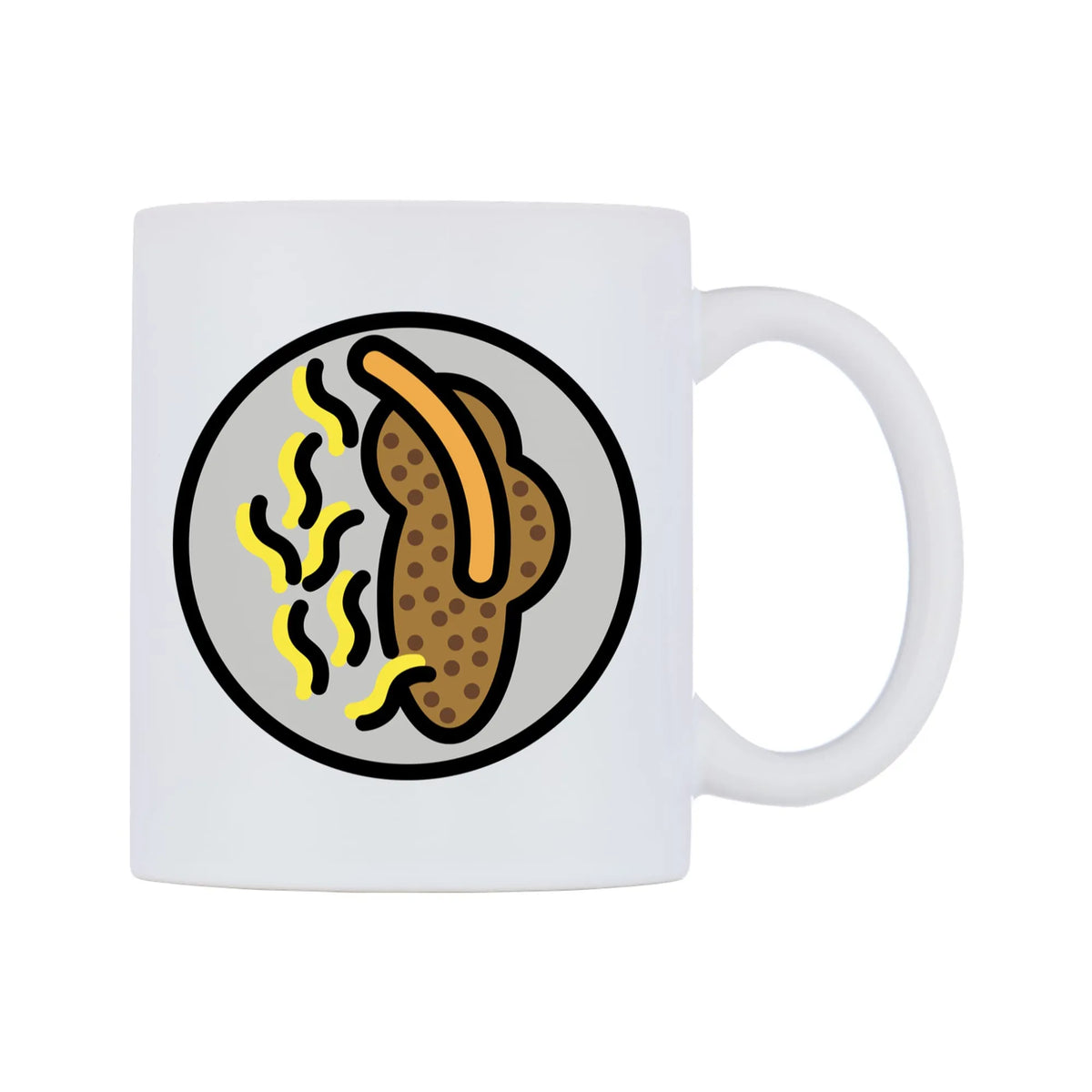 Lentils With Spaetzle Emoji Mug — mug, left side, on a white background