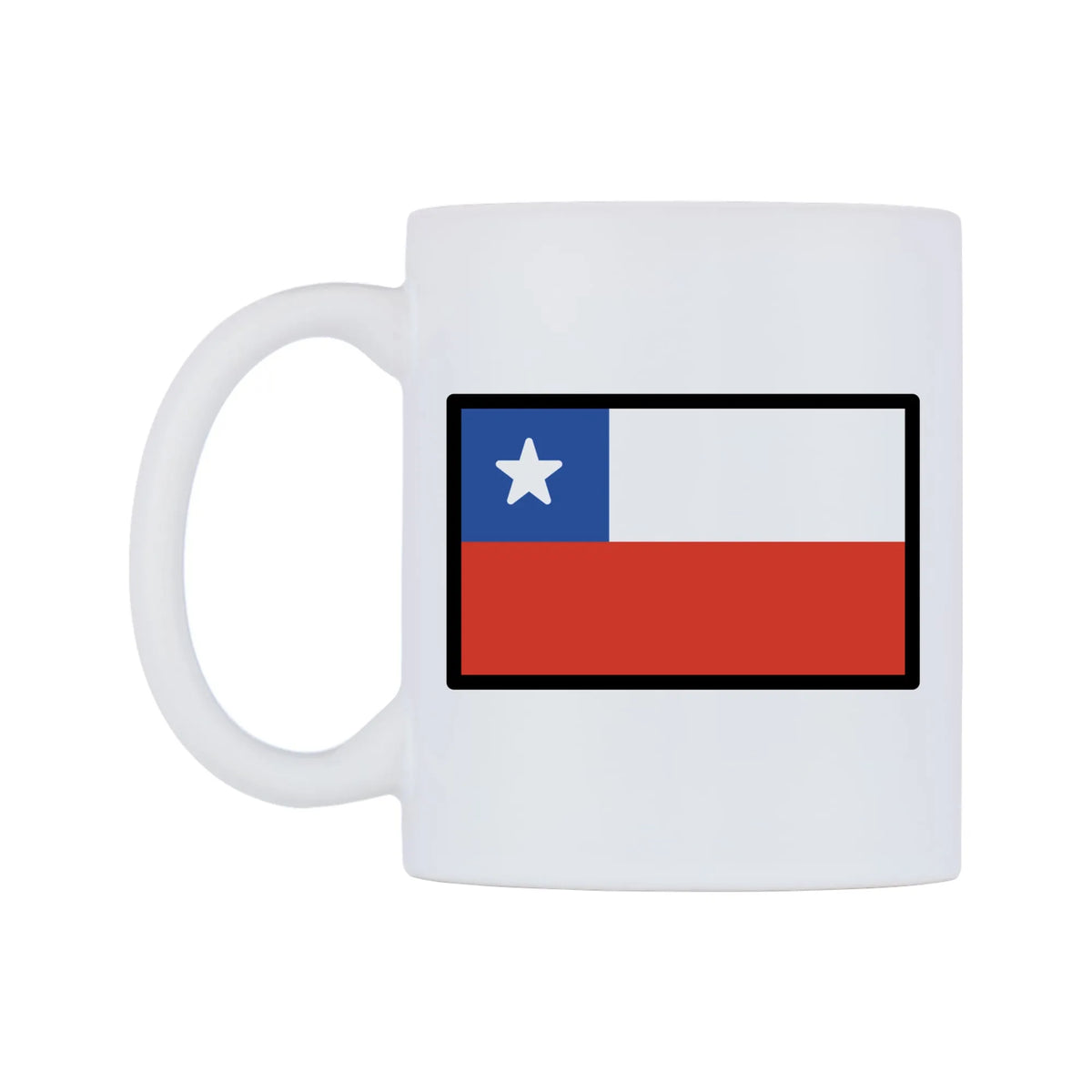 Chile Flag Emoji Mug — mug, right side, on a white background