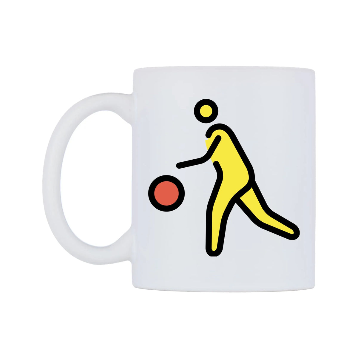 Person Bouncing Ball Emoji Mug — mug, right side, on a white background