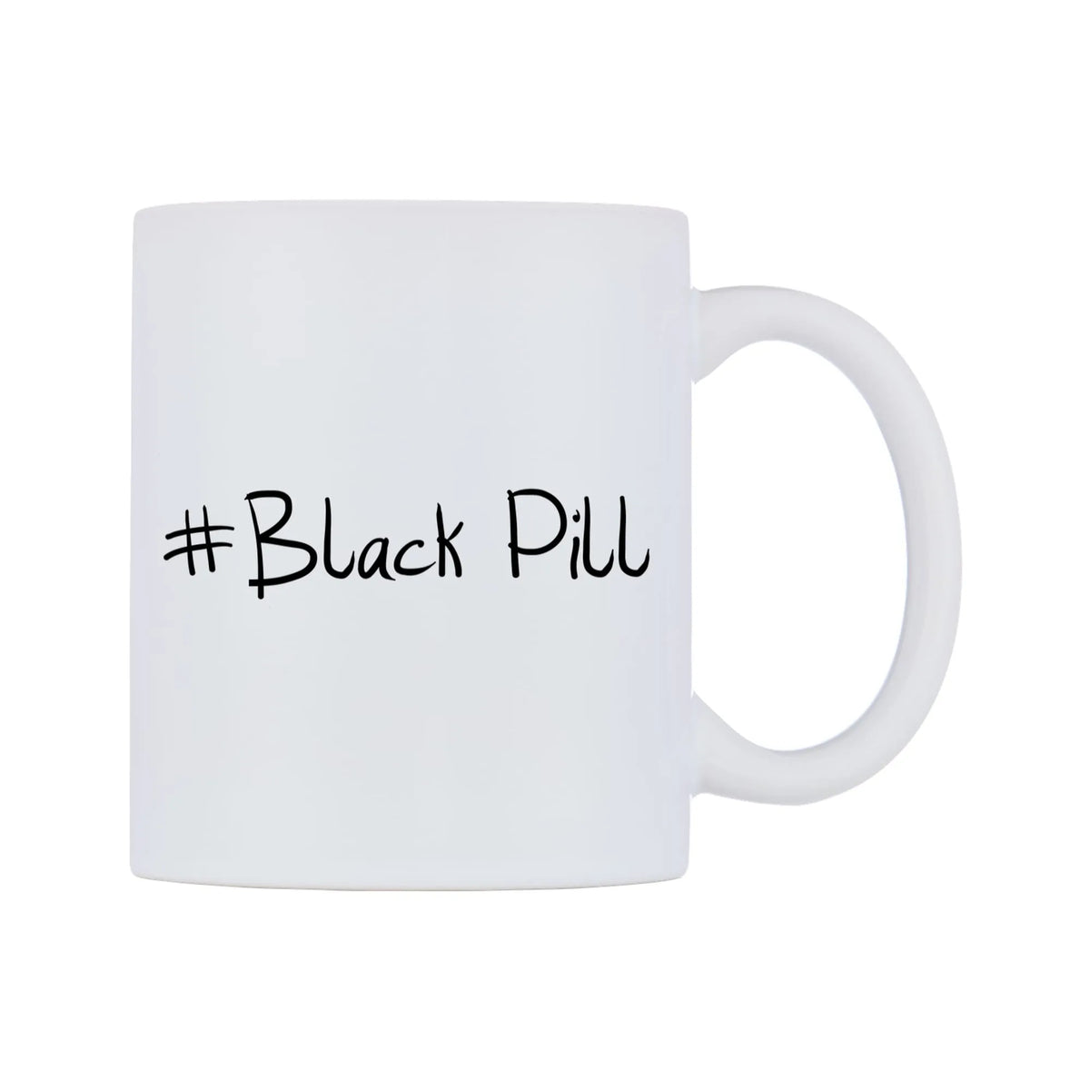 Black Pill Mug — mug, left side, on a white background