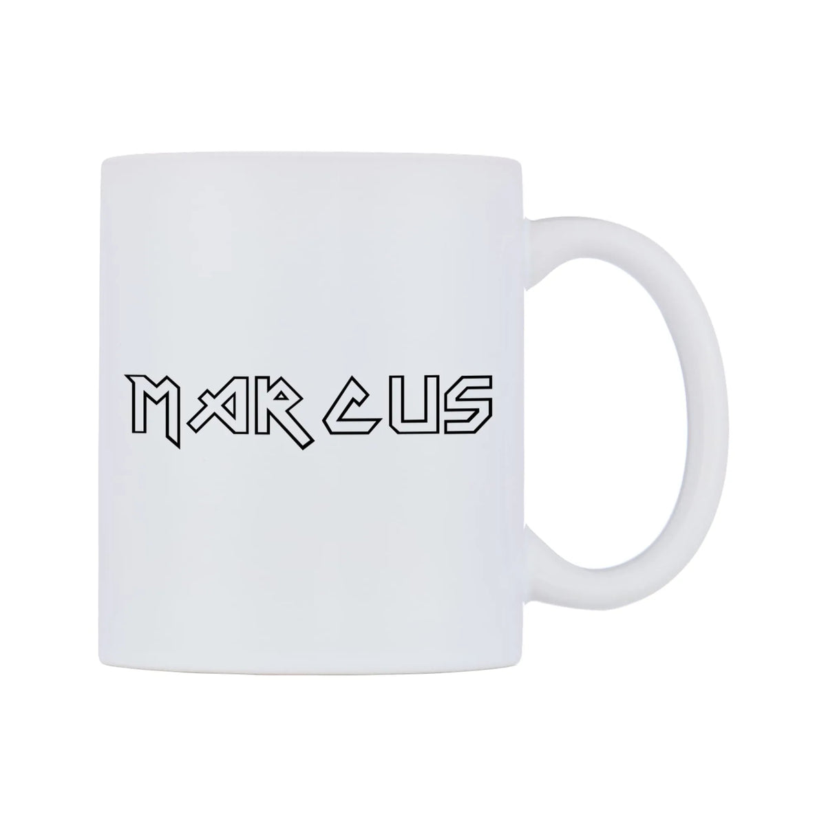 Marcus - Iron Maiden Themed Mug — white 11oz gloss mug, left side, on a white background