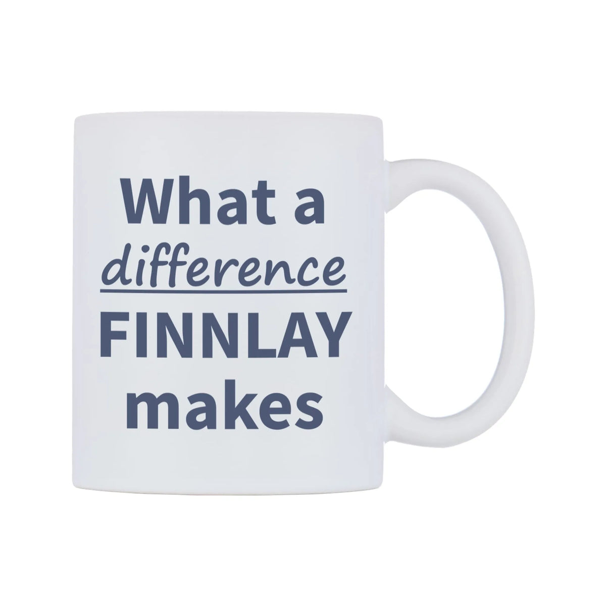 What a difference FINNLAY makes Mug — mug, left side, on a white background