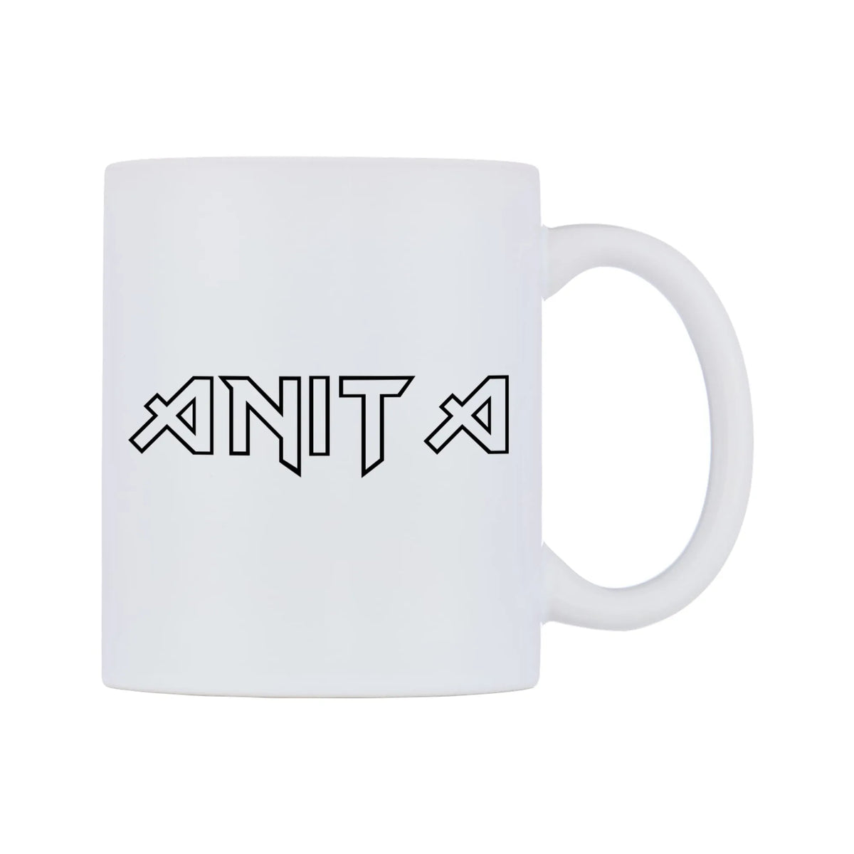 Anita - Iron Maiden Themed Mug — white 11oz gloss mug, left side, on a white background