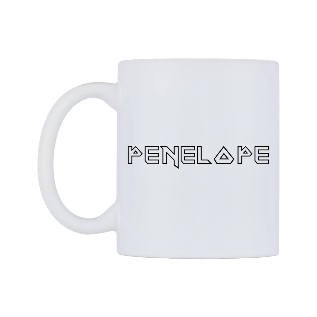 Penelope - Iron Maiden Themed Mug — white 11oz gloss mug, right side, on a white background