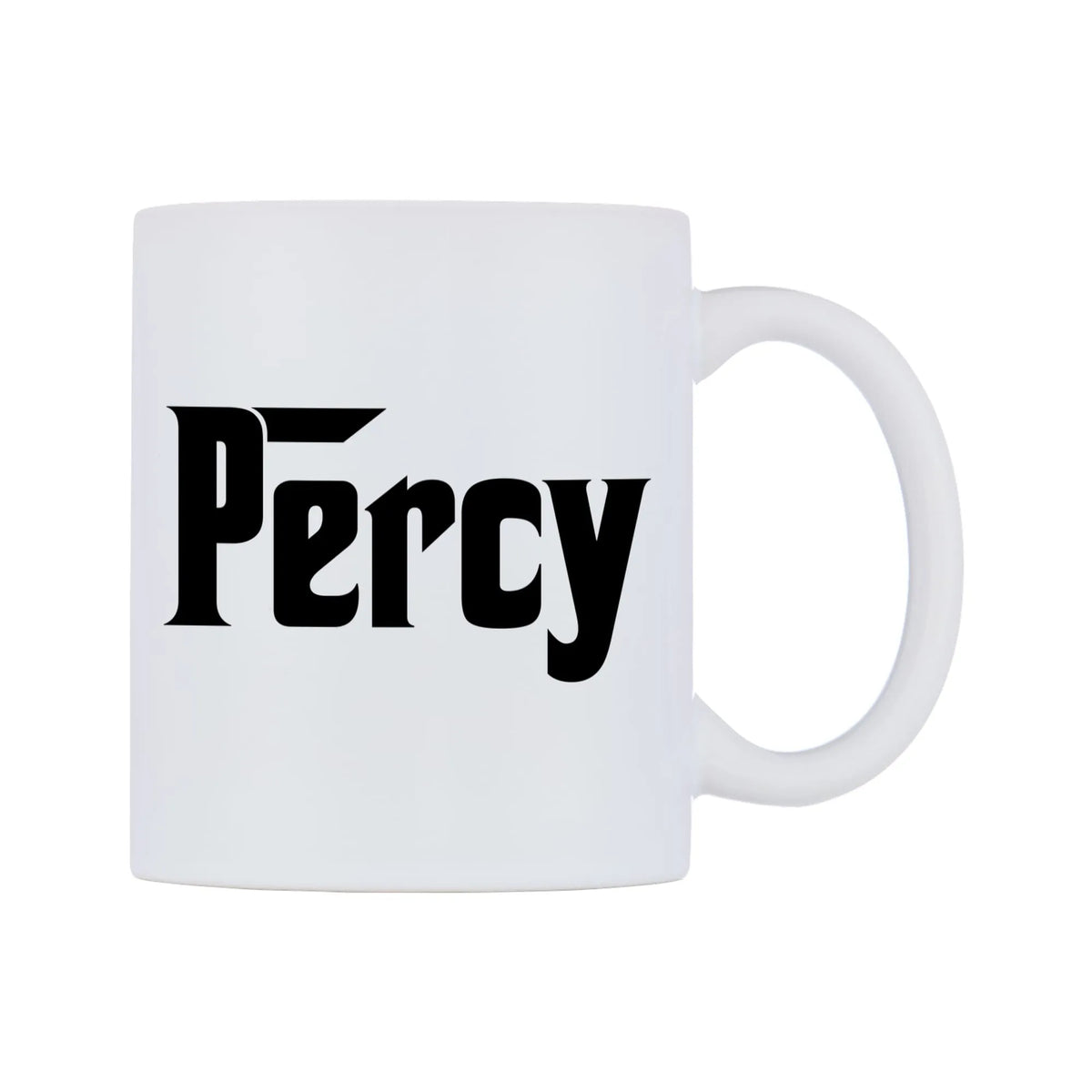 Percy - Godfather Themed Mug — white 11oz gloss mug, left side, on a white background
