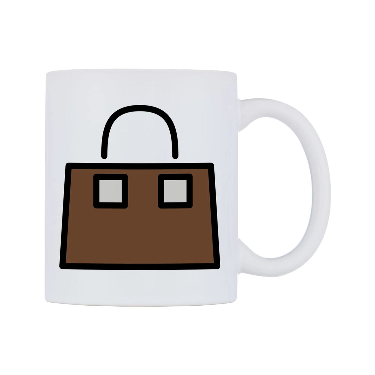 Handbag Emoji Mug — mug, left side, on a white background