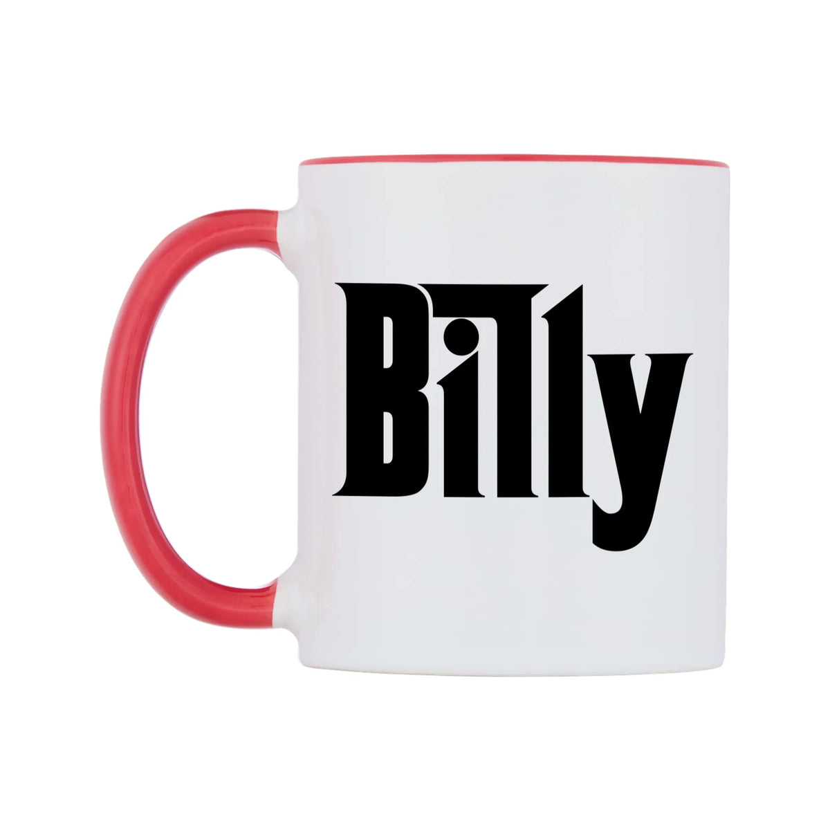Billy - Godfather Themed Mug — white 11oz gloss mug with a red inside and handle, right side, on a white background