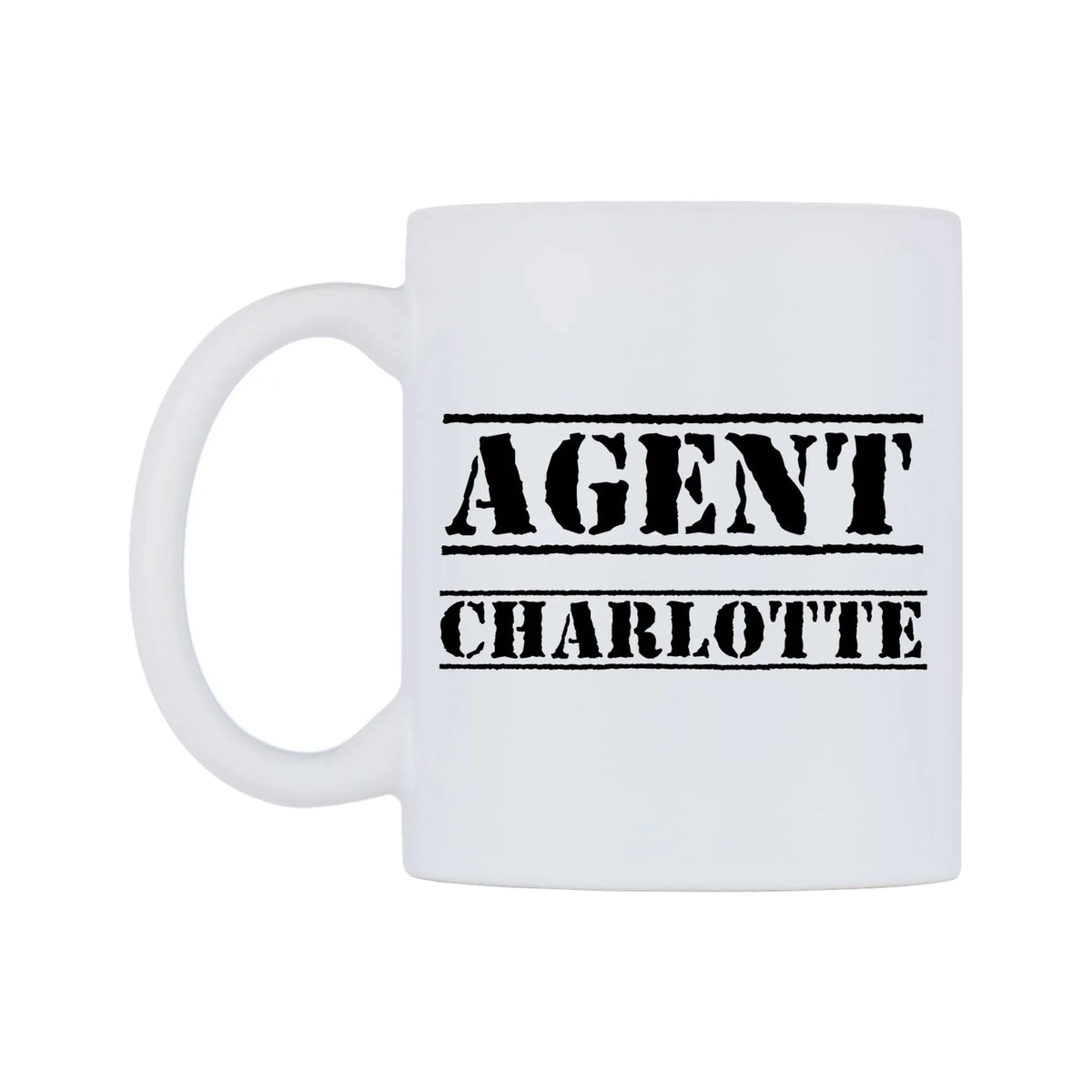 Agent Charlotte Mug — mug, right side, on a white background