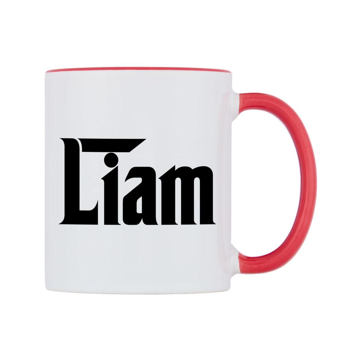 Liam - Godfather Themed Mug — white 11oz gloss mug with a red inside and handle, left side, on a white background