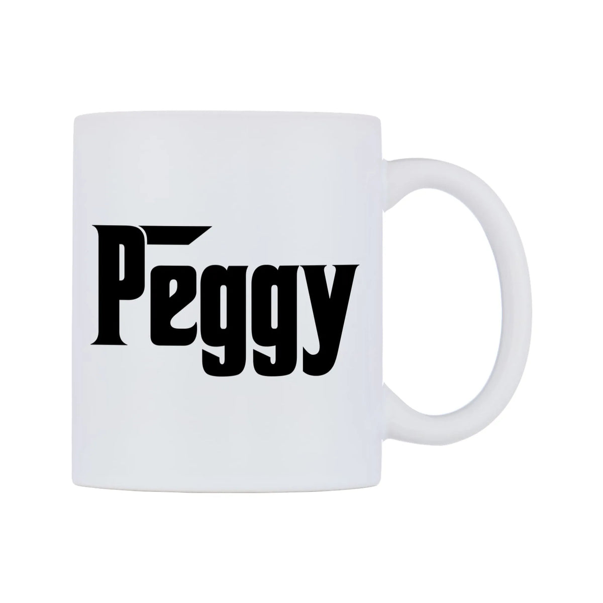 Peggy - Godfather Themed Mug — white 11oz gloss mug, left side, on a white background