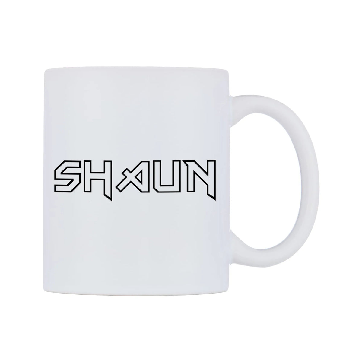Shaun - Iron Maiden Themed Mug — white 11oz gloss mug, left side, on a white background