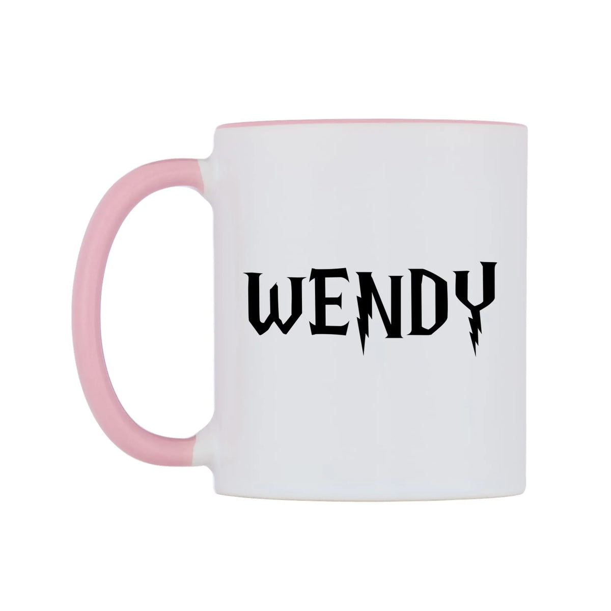 Wendy - Wizard Themed Mug — white 11oz gloss mug with a pink inside and handle, right side, on a white background
